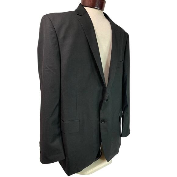 48R Lineage Mens Black Suit Coat Jacket Single Breasted - Picture 2 of 9